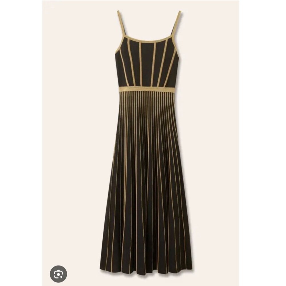NWT Me + Em Metallic Boned Knit Fit and Flare Midi Dress, size 10